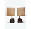 Pair of 17th Century Wood Element Lamps 59627