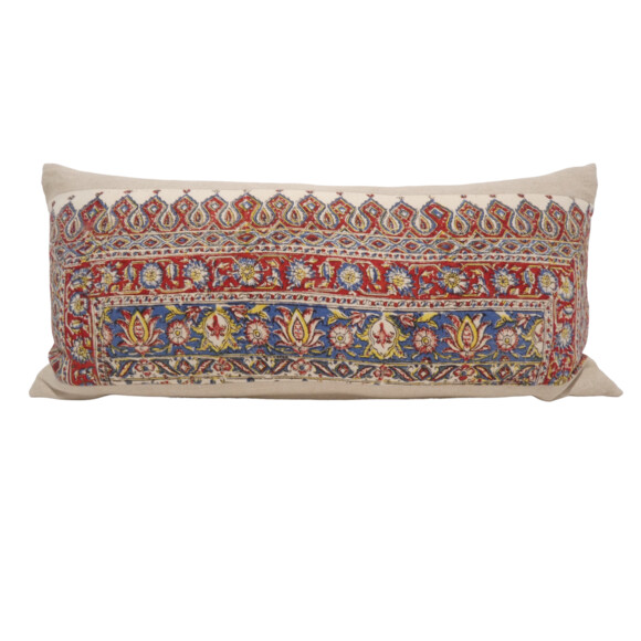 19th Century Persian Floral Motif Textile Lumbar Pillow 54660
