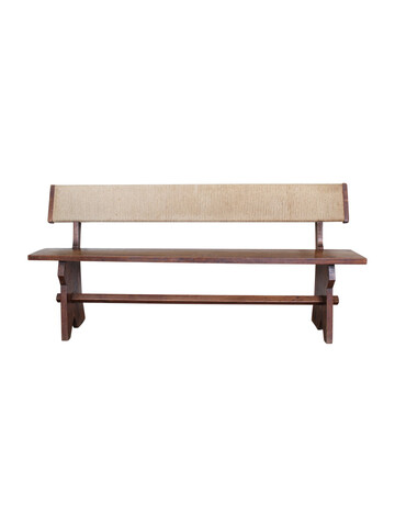 Mid Century French Oak and Rope Bench 42529
