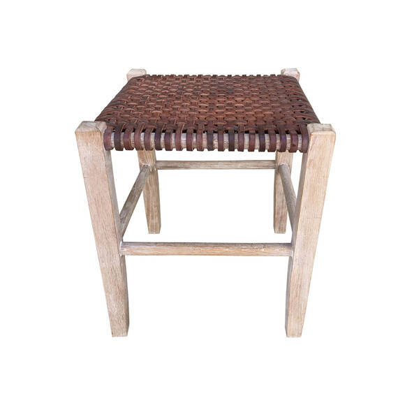 Lucca Studio Thelma Woven Leather Stool 34617