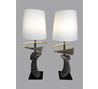 Limited Edition Pair of Antique Wood Element Lamps 67018