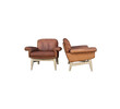 Pair of Limited Edition DeSede Vintage Leather and Oak Arm Chairs 37980